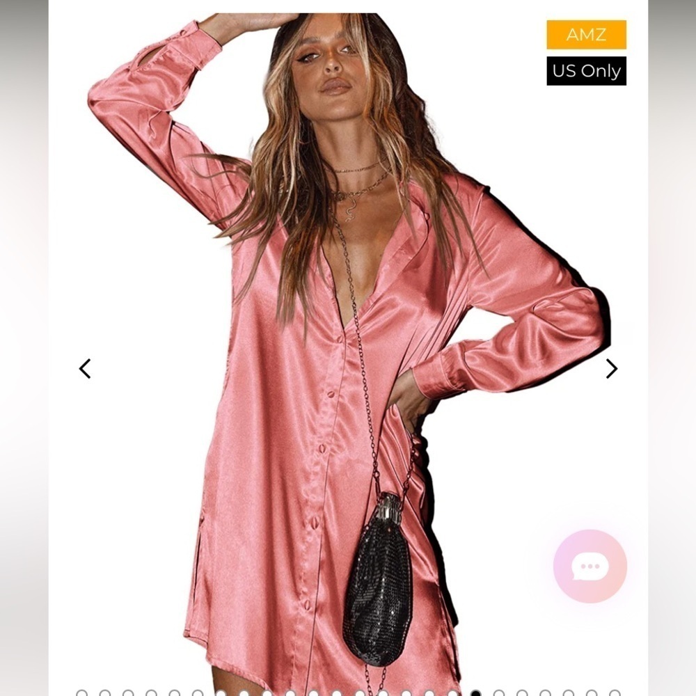 Long Sleeve Satin Shirt Dress With Button Down Tie Waist
Mini Party Dress